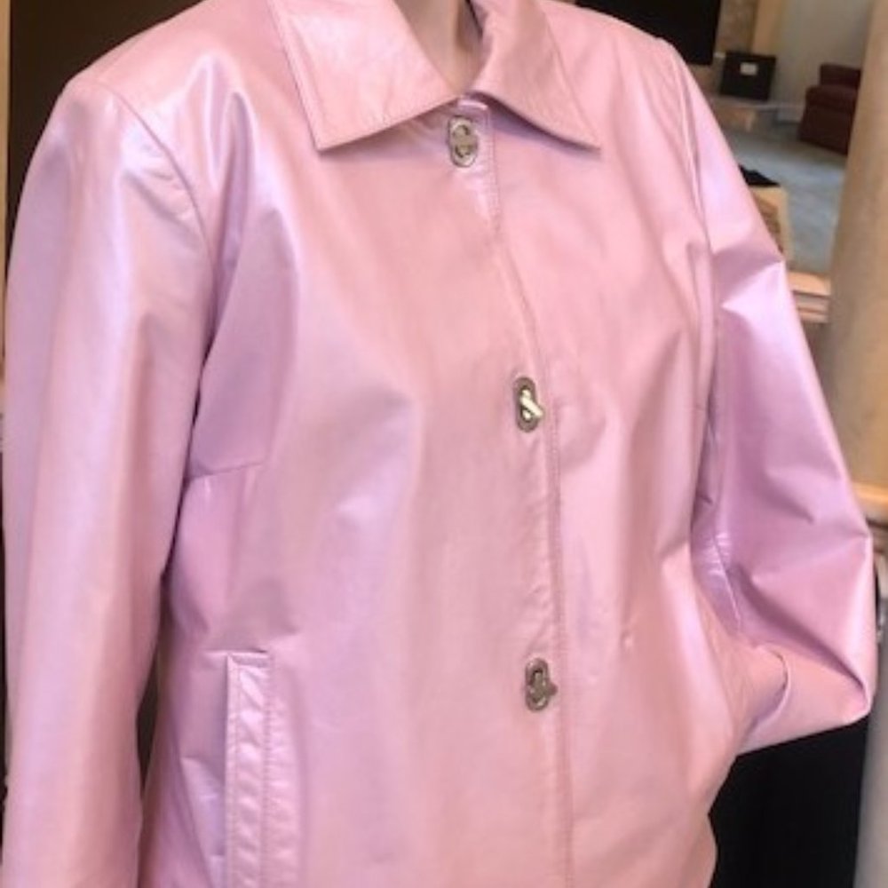 Ladies Soft Pink Leather Jacket